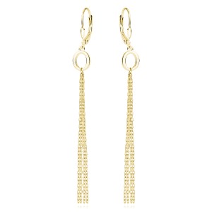 Cercei argint lungi placati cu aur galben oval cu lantisoare si tortite DiAmanti Z1958DG-DIA (Argint 925‰ 2,3 g.)